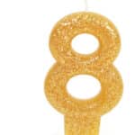 נר מנצנץ זהב עם מעמד מס 8