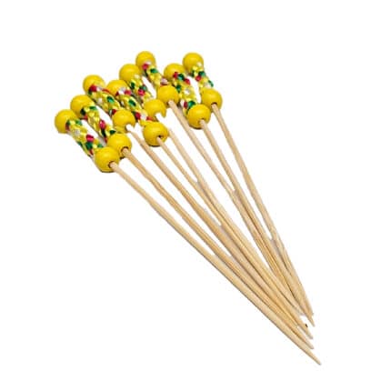 קיסם/שיפוד במבוק עם נקודות אדום צהוב 50 יח