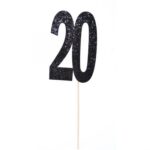 טופר גליטר שחור עם כתר מספר 20