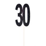 טופר גליטר שחור עם כתר מספר 30