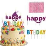 חבילת 8 נרות יום הולדת 6 סמ+אותיות HAPPY BIRTHDAY