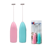 זוג מקציף חלב ורטבים ידני תכלת ורוד