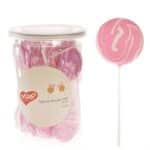 סוכריה על מקל עיגול ורוד לבן