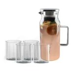 ⁦סט קנקן זכוכית עם מכסה 1.5 ליטר+4 כוסות 320 מ"ל⁩ – תמונה ⁦3⁩