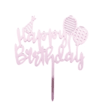 טופר אקרילי לעוגה HB זהב ורוד