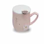 כוס חליטה ורוד 500 סמ"ק + מכסה+כפית פרח