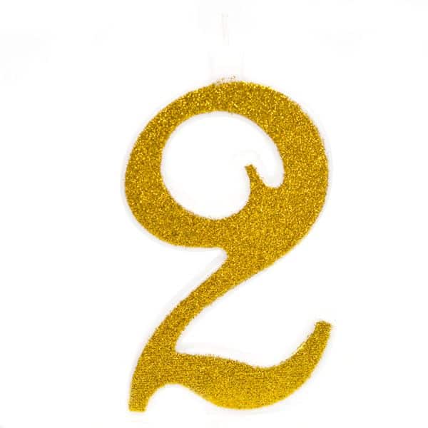 נר מספר ענק נצנצים זהב ולבן 2 – תמונה 1