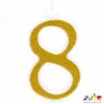 נר ענק נצנצים זהב לבן מספר 8