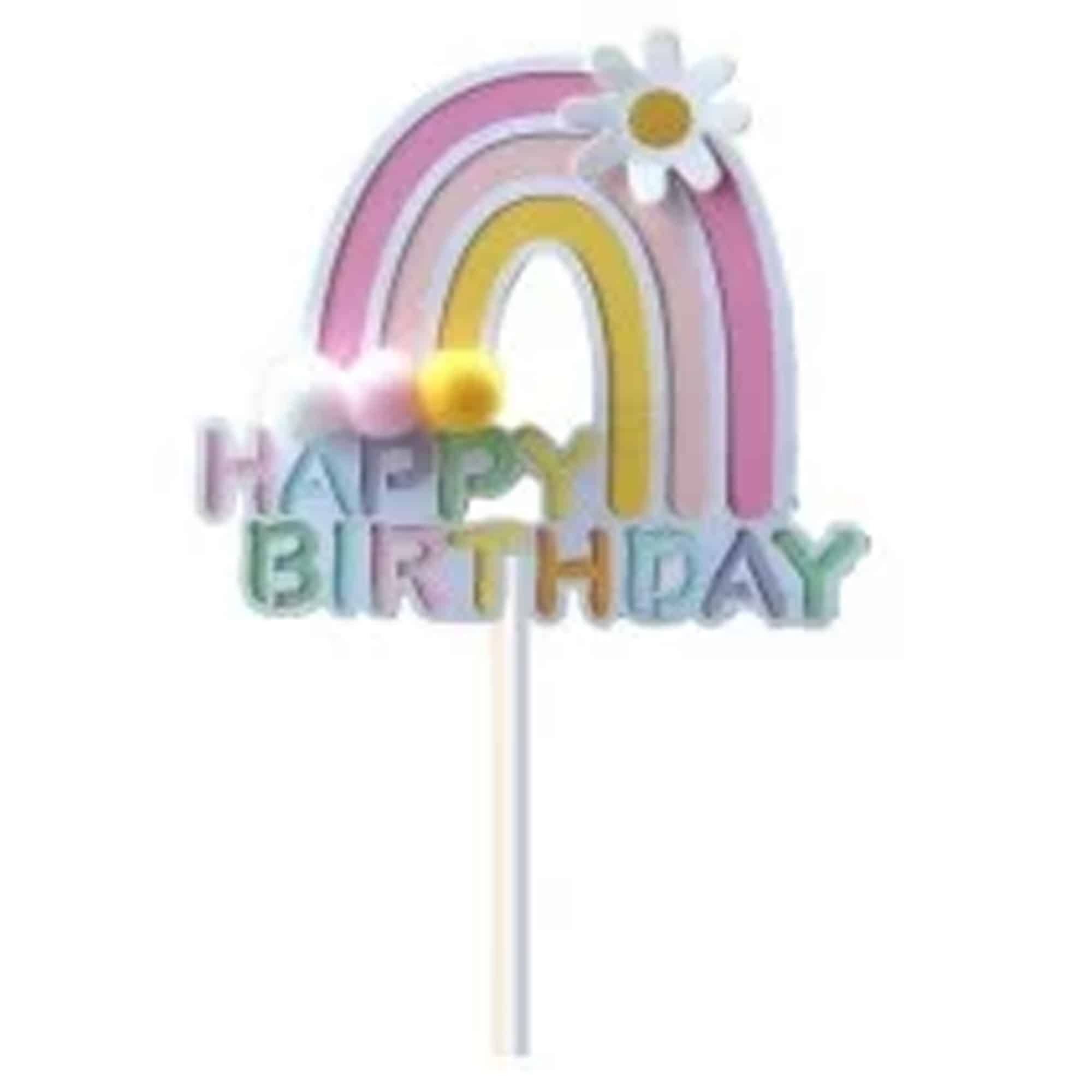 טופר לעוגה HB קשת בענן ורוד – תמונה 1