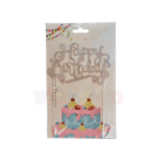 טופר לעוגה HAPPY BARTHDAY כסף