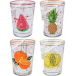 כוס לשתיה קרה זכוכית ציור פירות 510 מל