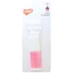 נרות לבנים ארוכים עם גליטר- ורוד 6 יח