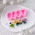 תבנית סילקון 4 שקעים פרחים עם עלים בלעדי!