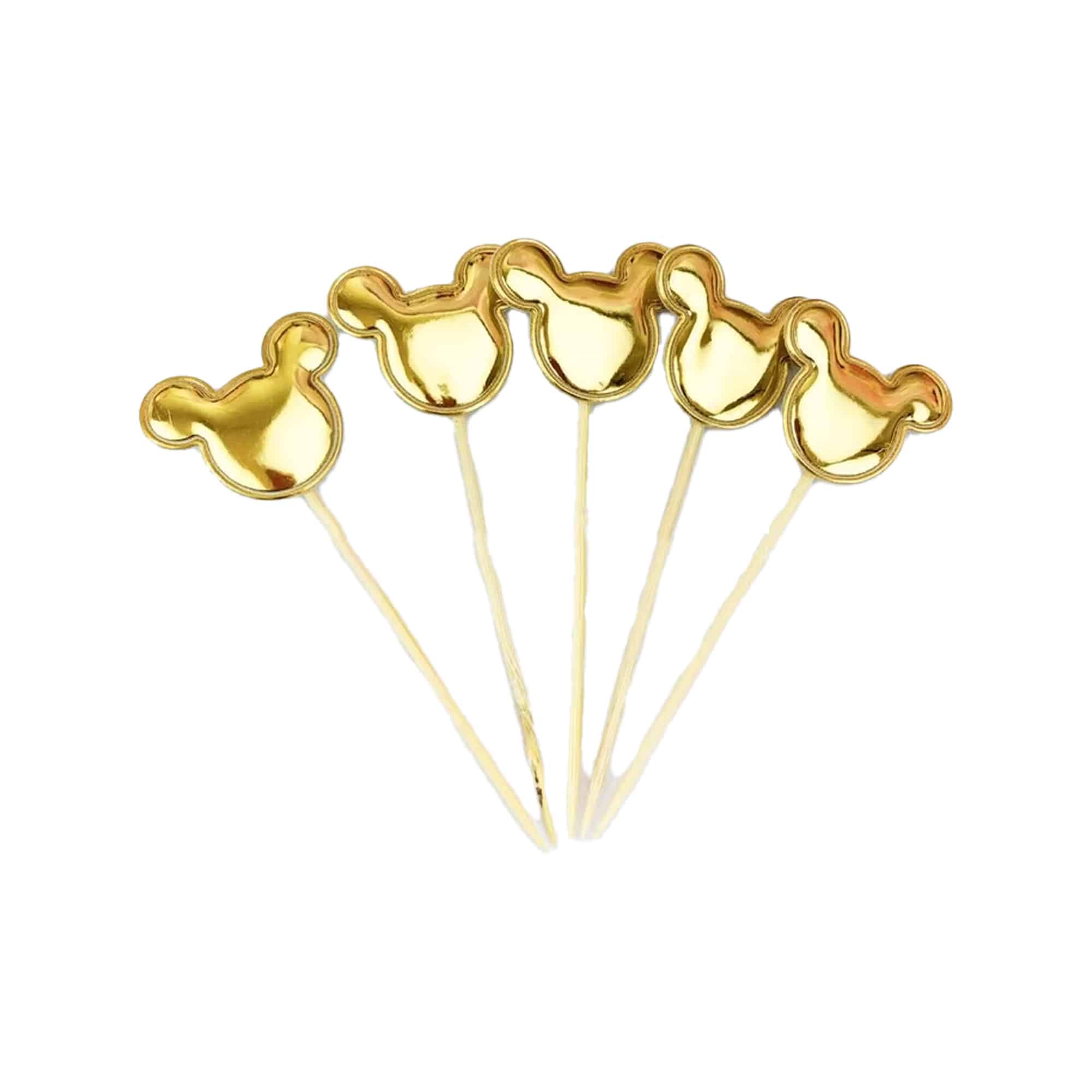 טופר מיקי זהב על מקל 6 יח' 11.5 ס"מ – תמונה 1