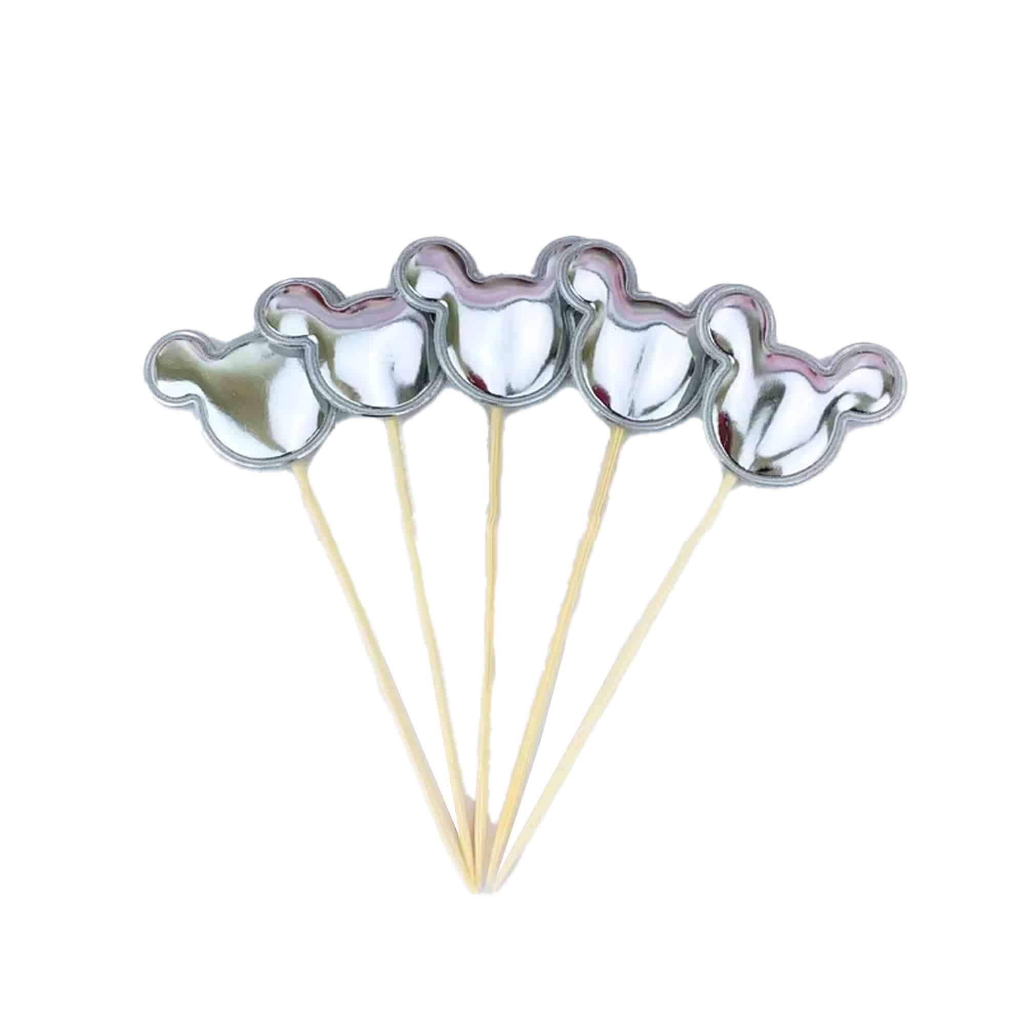 טופר מיקי סילבר על מקל 6 יח' 11.5 ס"מ – תמונה 1