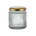 צנצנת עגולה פסים מכסה מתכת 7.5*8.2 ס"מ 280 מ"ל