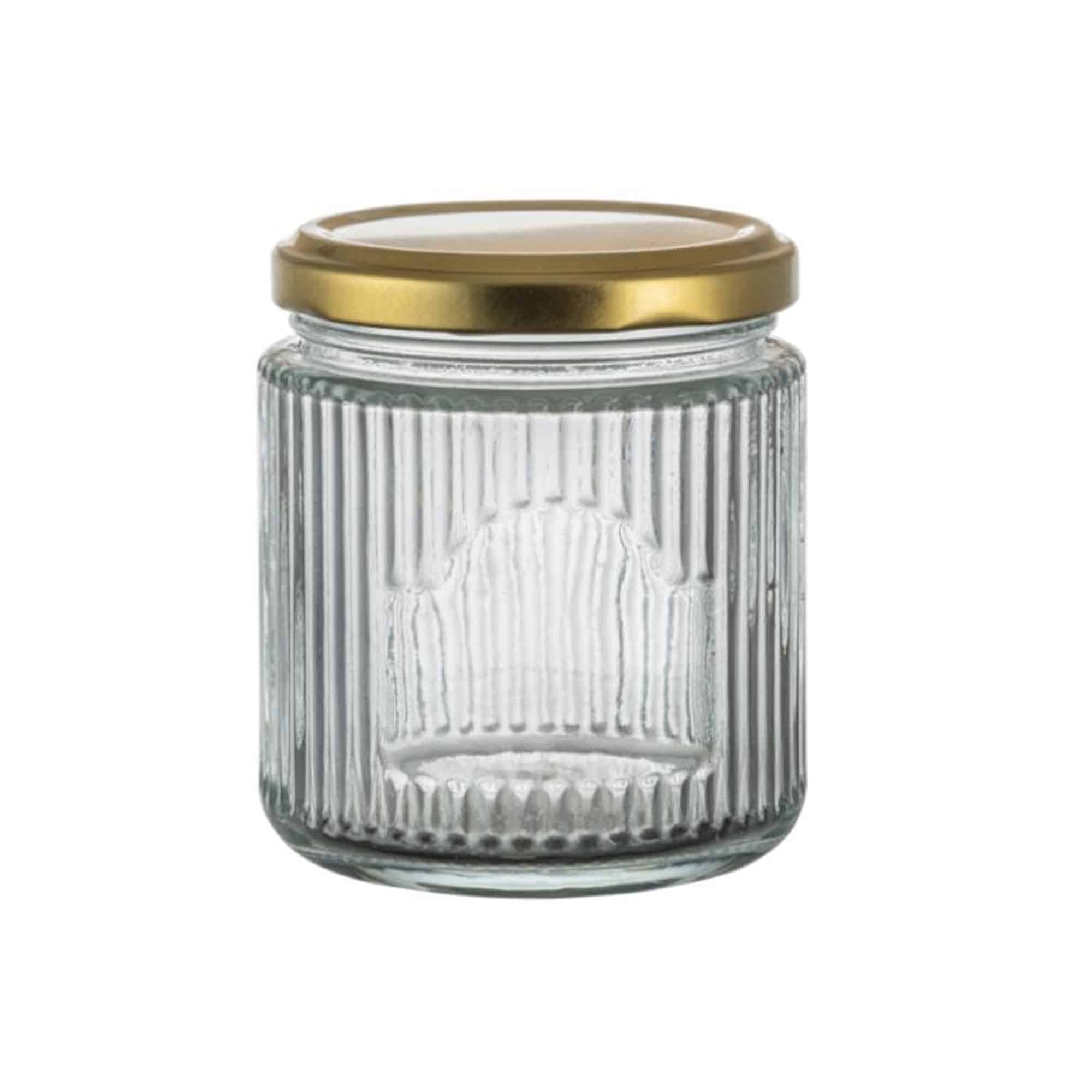 צנצנת עגולה פסים מכסה מתכת 7.5*8.2 ס"מ 280 מ"ל – תמונה 1