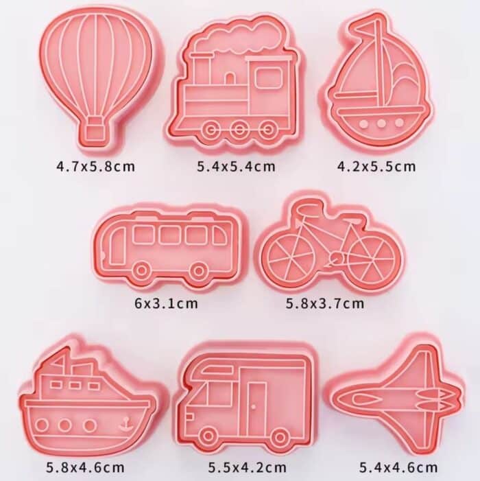 ⁦סט 8 חותכני תחבורה עם טקסטורה⁩ – תמונה ⁦4⁩