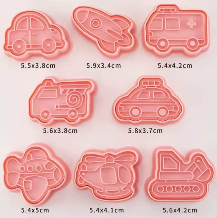 ⁦סט 8 חותכני תחבורה עם טקסטורה⁩ – תמונה ⁦2⁩