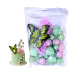 ⁦סט טופרים 19 כדורים 2 פרפרים 2 פרחים ורוד בהיר מנטה⁩ – תמונה ⁦2⁩