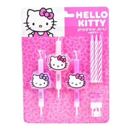 סט 6 נרות מודפסים לב הלו קיטי