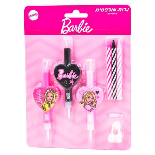 סט 6 נרות מודפסים לב בארבי – תמונה 1