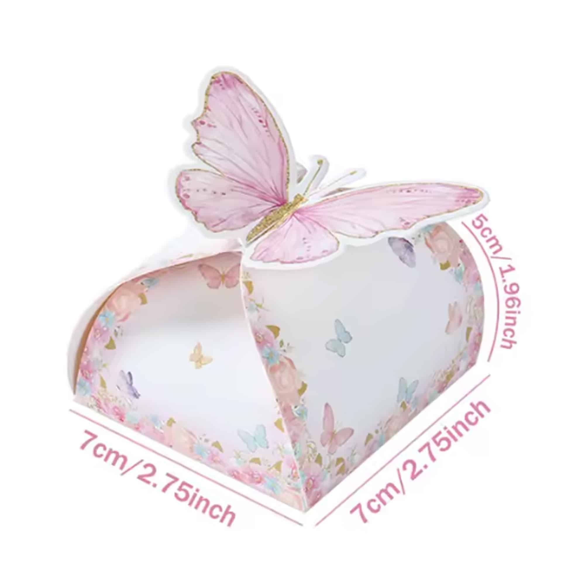 12 קופסאות מתנה 7*7 גובה 5 ס"מ פרפר ורוד – תמונה 1