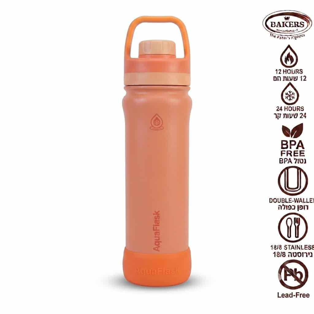 בקבוק תרמי פיצ' כתום אפרסק 650 מ"ל AquaFlaks – תמונה 1