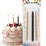 נר מעוטר זהב לבן שחור 6 יח בלעדי!