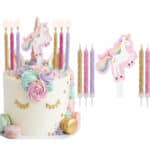 סט נרות+ חד קרן - ורוד זהב