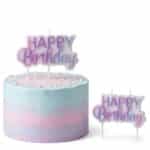 נר שלט HAPPY Birthday סגול רך