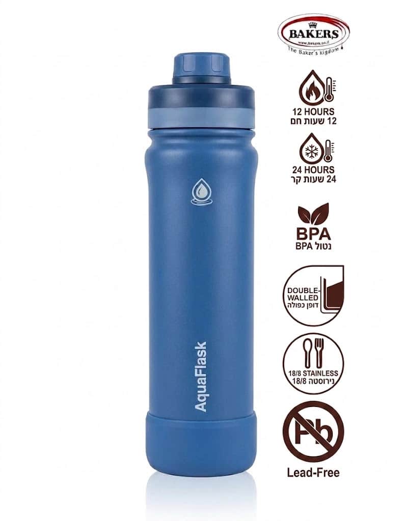 בקבוק שתייה תרמי לגונה כחולה 650 מ"ל AquaFlask – תמונה 1